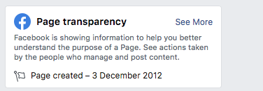 facebook page transparency