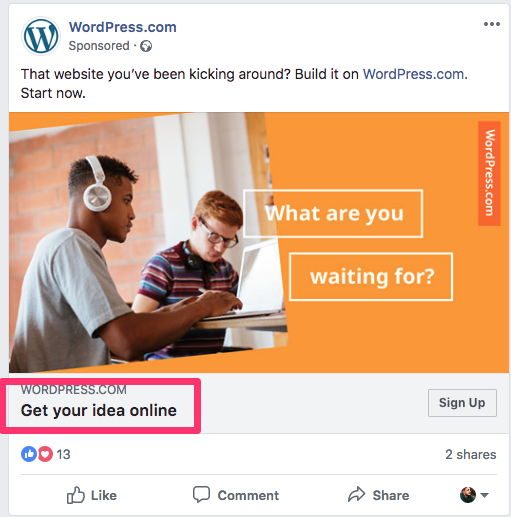 facebook ad split test headline