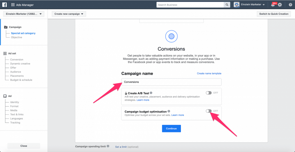 facebook ad campaign objectives