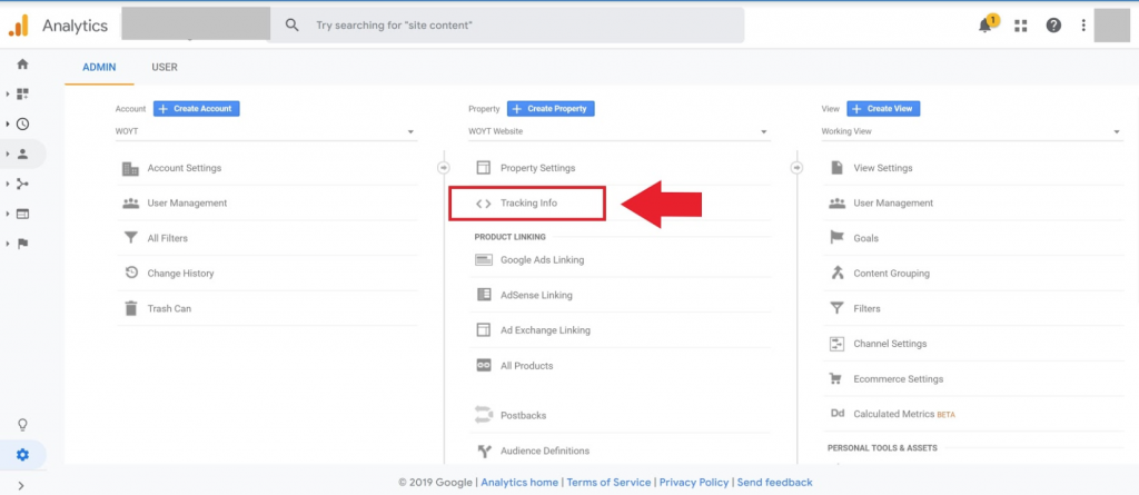 google analytics tracking info