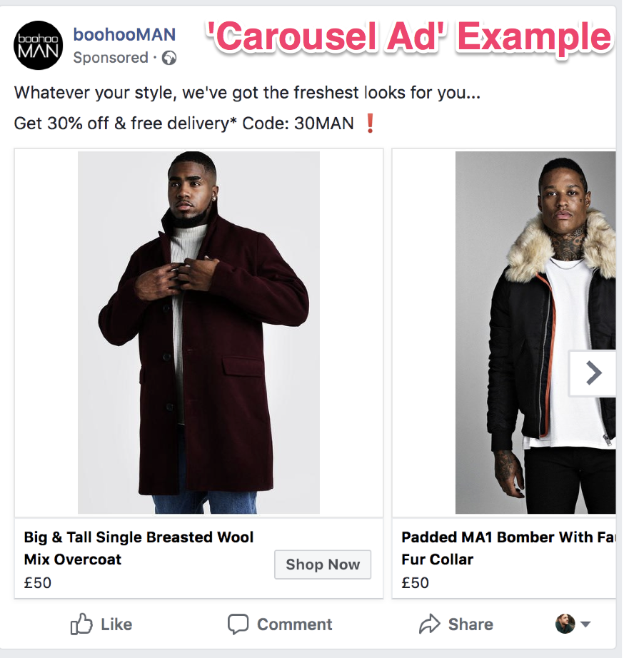 facebook ad creative carousel format