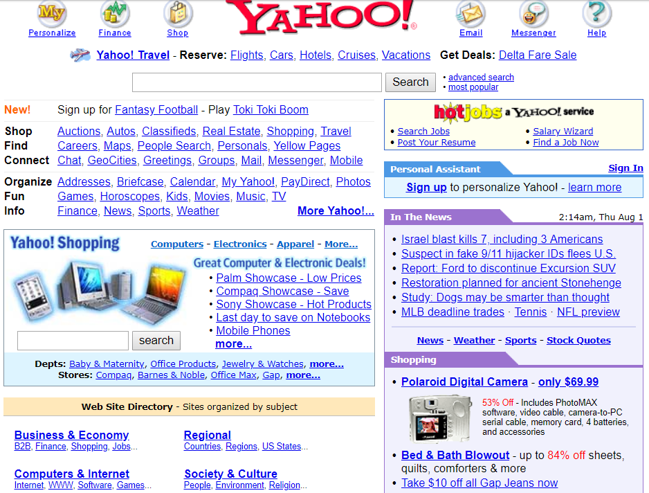 yahoo search homepage