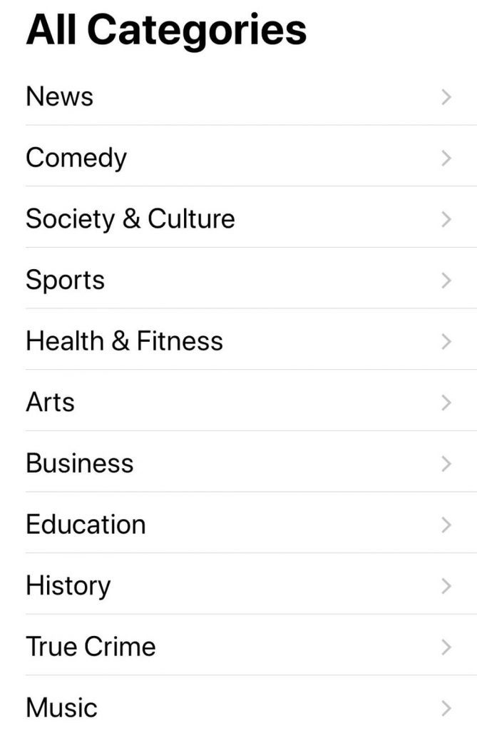 podcast categories