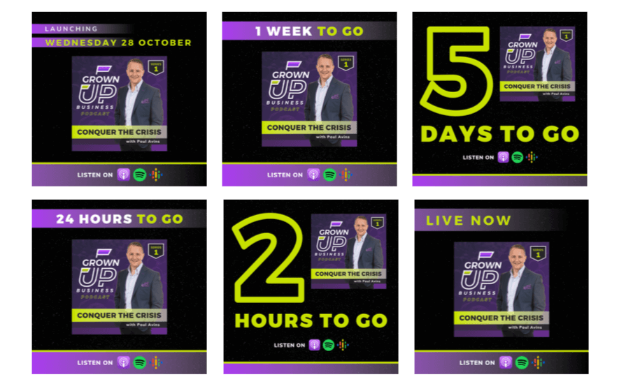 podcast launch countdown graphics