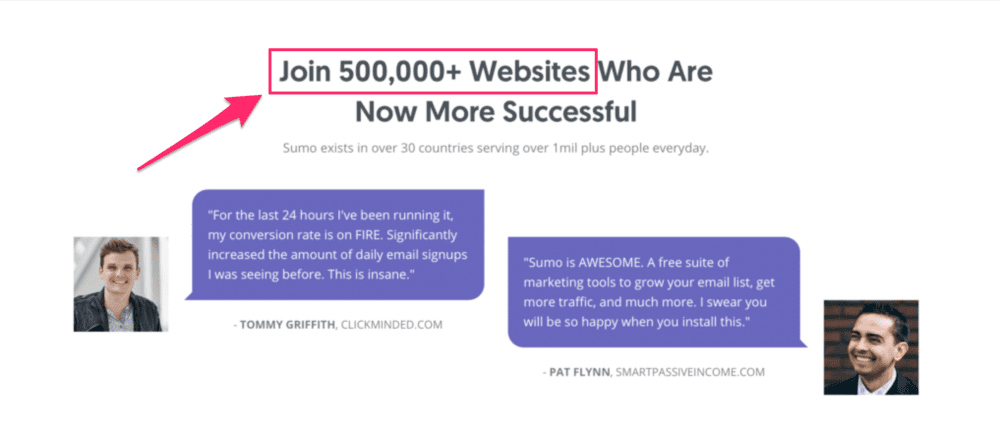 social proof saas landing page